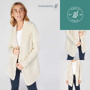 Irelandseye 100% Wool Glenross Cableknit Cardigan Womens Size Large Aran Sweater